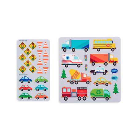Set planse si jocuri cu abtibilduri repozitionabile, Vehicule, Ooly 590325