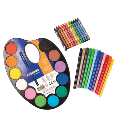 Set acuarele, carioci si creioane colorate