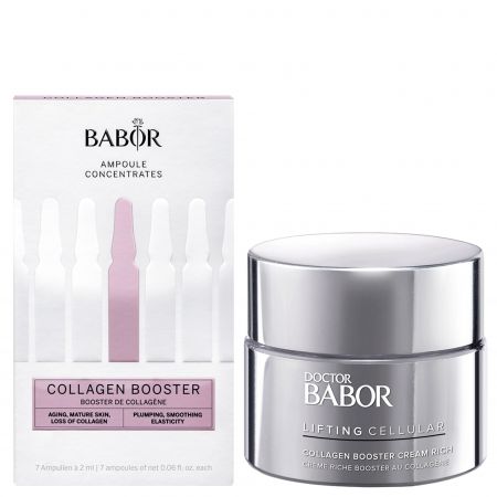 Pachet Fiole Collagen Booster, 7 x 2 ml, Babor + Crema de fata Collagen Booster 50 ml, 50 ml, Doctor Babor