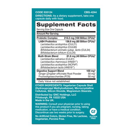 Probiotic Complex Extra Strength 100 Miliarde CFU, 20 capsule, GNC 825027