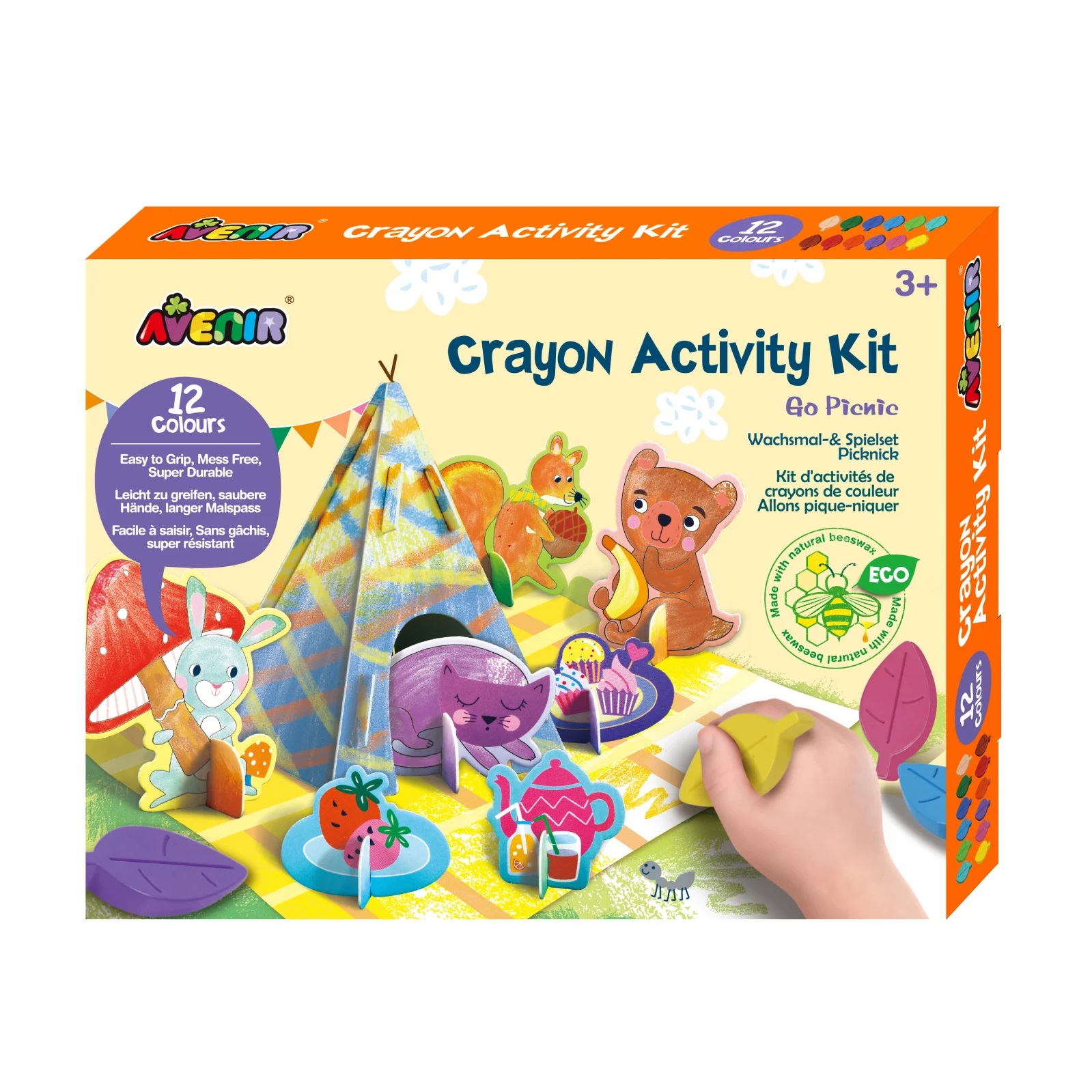 Kit de activitati cu Creioane Colorate la Picnic, +3 ani, 12 creioane colorate, Avenir