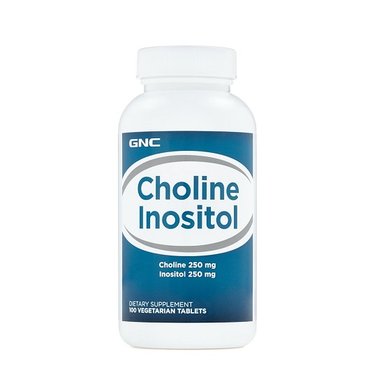 Colina 250 mg si Inozitol 250 mg, 100 tablete, GNC