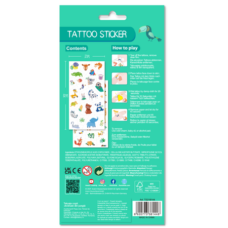 Tatuaje pentru copii cu Animale din Jungla, 3+ ani, Avenir 789975