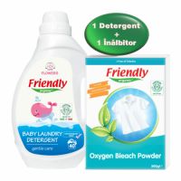 Pachet detergent de rufe cu parfum floral pentru bebelusi 2000 ml + inalbitor rufe bio 500 gr, Friendly