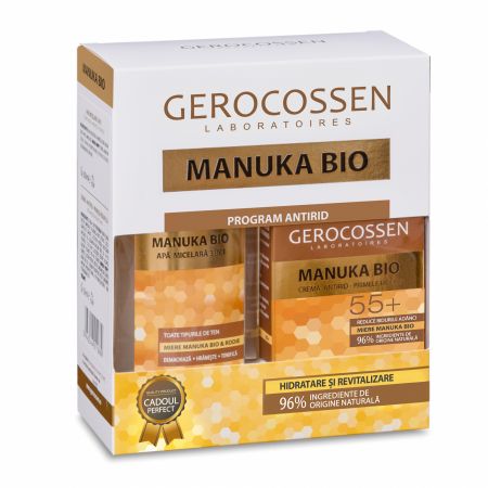 Pachet Crema antirid riduri profunde +55, 50 ml +Apa micelara 300 ml Manuka Bio, Gerocossen