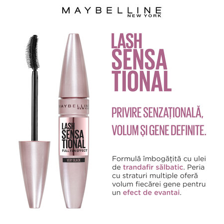 Pachet Mascara Lash Sensational Very Black + Apa micelara Garnier pentru ten sensibil, 7.2 ml + 400 ml, Loreal 665588