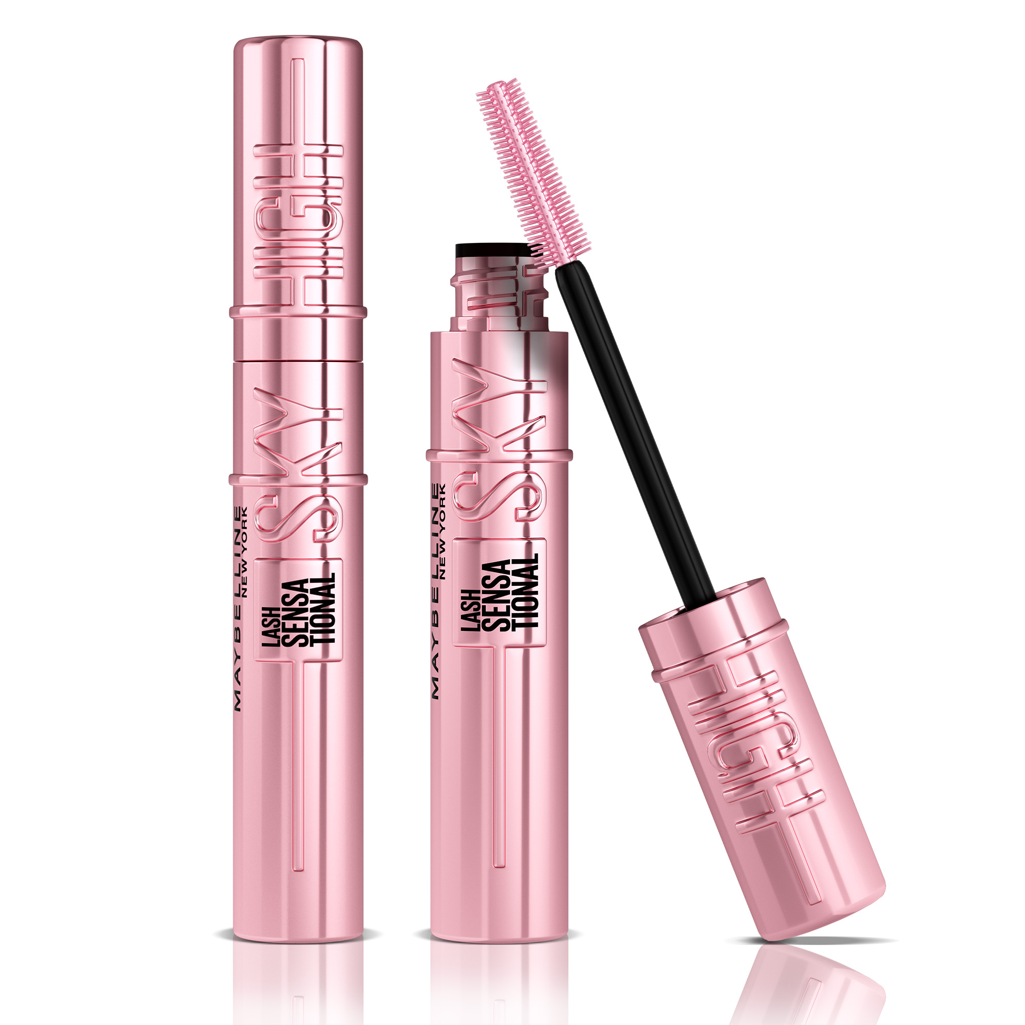 Pachet Avantajos Mascara pentru volum si alungire Lash Sensational Sky High, Black, 2 x 7.2 ml, Maybelline