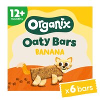 Batoane ecologice din ovaz integral cu banane, 12 luni+, 6 batoane x 23 g, Organix