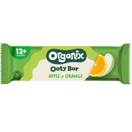 Batoane ecologice din ovaz integral, Mere si Portocale, 12 luni+, 6 batoane x 23 g, Organix 824785