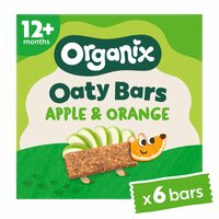 Batoane ecologice din ovaz integral, Mere si Portocale, 12 luni+, 6 batoane x 23 g, Organix