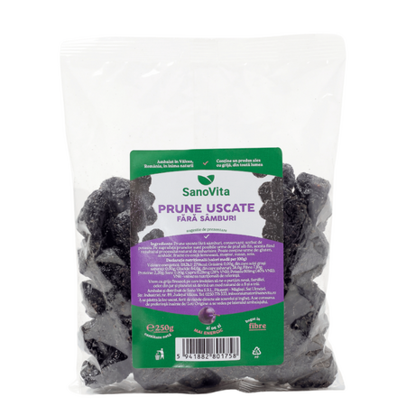 Eticheta Produs Prune uscate fara samburi, 250 g, Sanovita