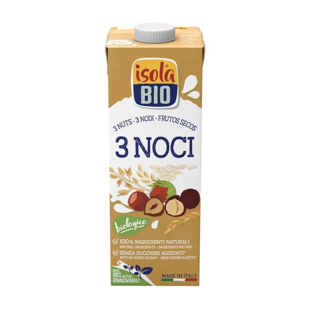 Bautura vegetala Bio din alune, migdale, nuci de macadamia, 1l, Isola Bio