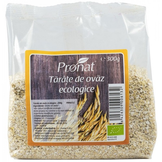 Tarate de ovaz Bio, 300 g, Pronat