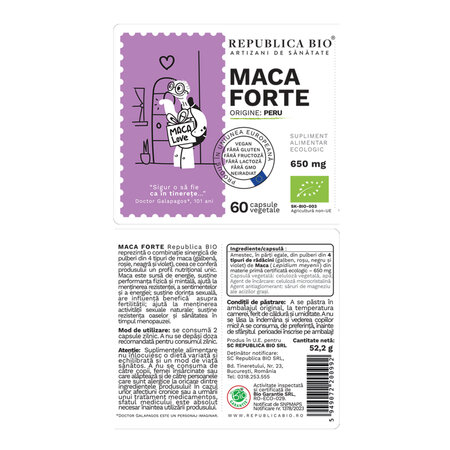 Maca Forte Bio, 60 capsule, Republica Bio 762565