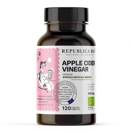 Otet din Cidru de Mere eco (Apple Cider Vinegar), 120 capsule, Republica Bio