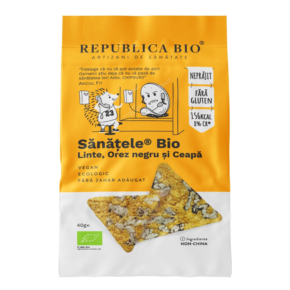 Sanatele Bio cu linte, orez negru si ceapa, fara gluten, 40 g, Republica Bio