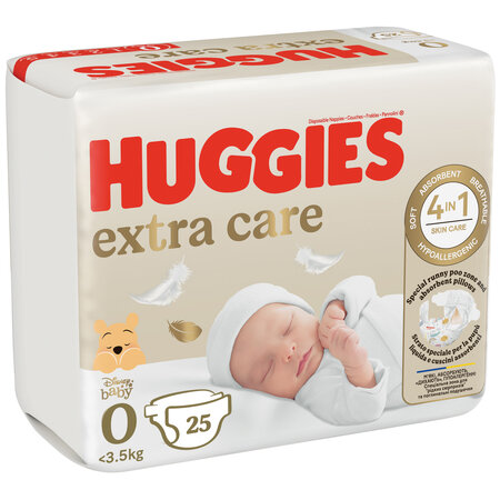 Scutece de schimb Extra Care, Nr. 0, <3.5 kg, 25 bucati, Huggies 777759