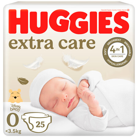 Scutece de schimb Extra Care, Nr. 0, <3.5 kg, 25 bucati, Huggies 777758