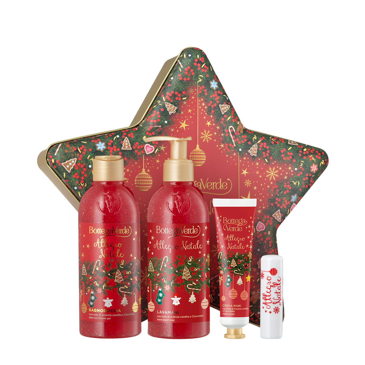 Set Craciun Gel de dus + Crema de maini + Sapun lichid + Balsam de buze Allegro Natale, Bottega Verde