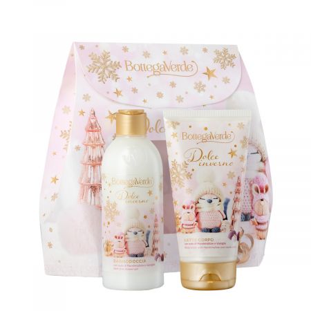 BOTTEGA VERDE SET CRACIUN DOLCE INVERNO CU MARSHMALLOWS VANILIE SI LAPTE DE TRANDAFIR (GEL DE DUS  250 ML+LAPTE DE CORP  150ML) 180260