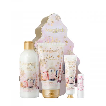 BOTTEGA VERDE SET CRACIUN DOLCE INVERNO CU MARSHMALLOWS VANILIE SI LAPTE DE TRANDAFIR (GEL DE DUS 250 ML+LAPTE DE CORP 150 ML+CREMA DE MAINI 30 ML + BALSAM DE BUZE 4G) 179987