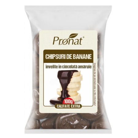 PRONAT PRN70 CHIPSURI DE BANANE INVELITE IN CIOCOLATA AMARUIE 100G