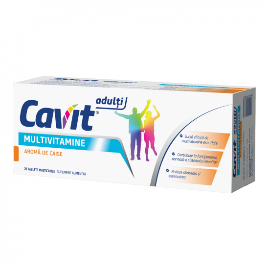 Cavit Adulti Multivitamine cu aroma de caise, 20 comprimate, Biofarm