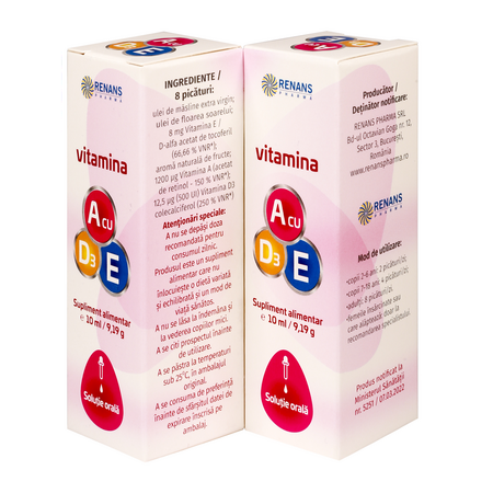 Vitamina A cu Vitamina E si D3, solutie orala, 10 ml, Renans 758760