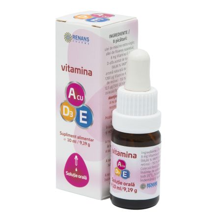 Vitamina A cu Vitamina E si D3, solutie orala, 10 ml, Renans
