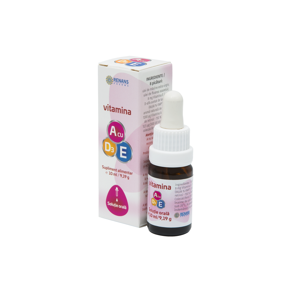 Vitamina A cu Vitamina E si D3, solutie orala, 10 ml, Renans