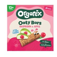 Batoane Bio din ovaz integral, Mere si Zmeura, + 12 luni, 6 batoane x 23 g, Organix