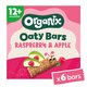 Batoane ecologice din ovaz integral, Mere si Zmeura, 12 luni+, 6 batoane x 23 g, Organix 824773