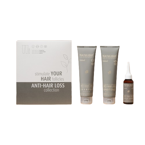 Set Sampon + Balsam + Ser Anti Hair Loss, 150 + 150 + 50 ml, Natulique