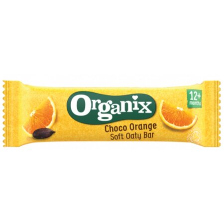 Batoane Bio din ovaz integral cu cacao si portocala, +12 luni, 6 batoane x 23 g, Organix 595895