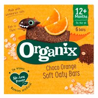 Batoane Bio din ovaz integral cu cacao si portocala, +12 luni, 6 batoane x 23 g, Organix