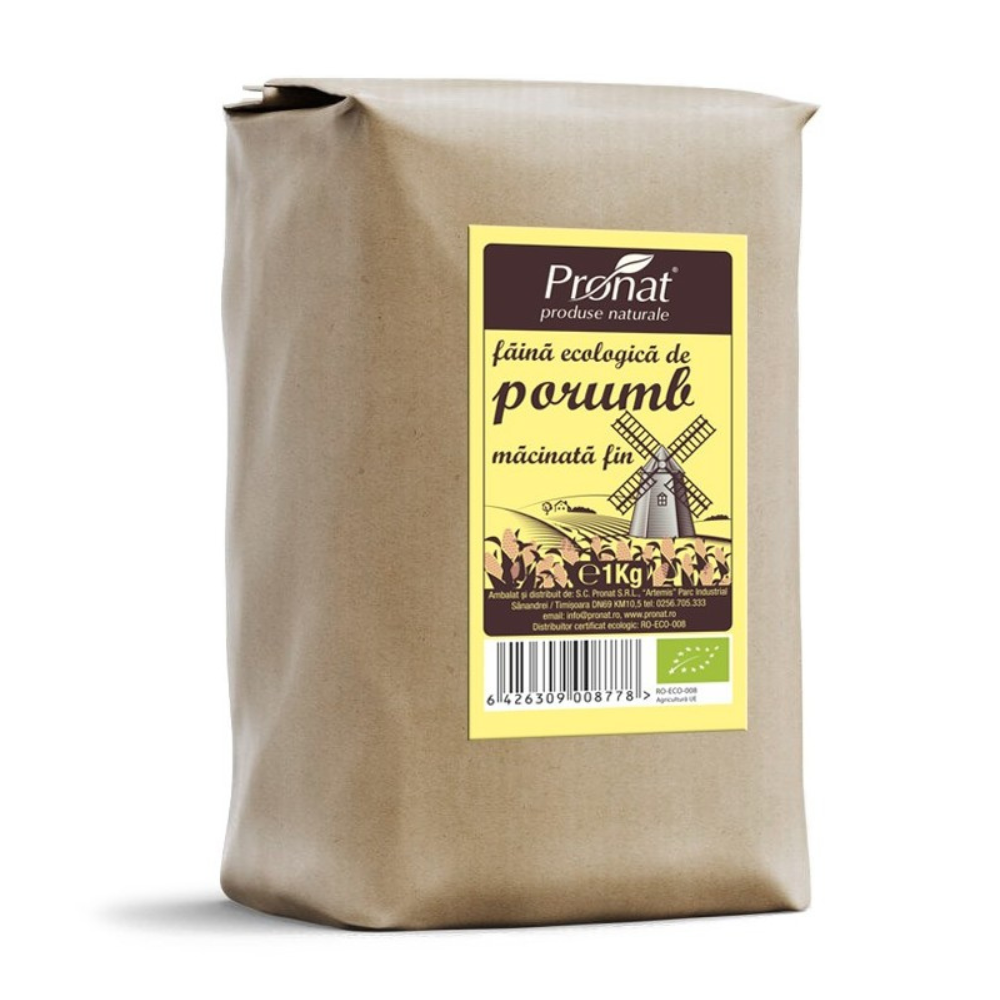 Faina Bio de porumb macinata fin, 1 kg, Pronat