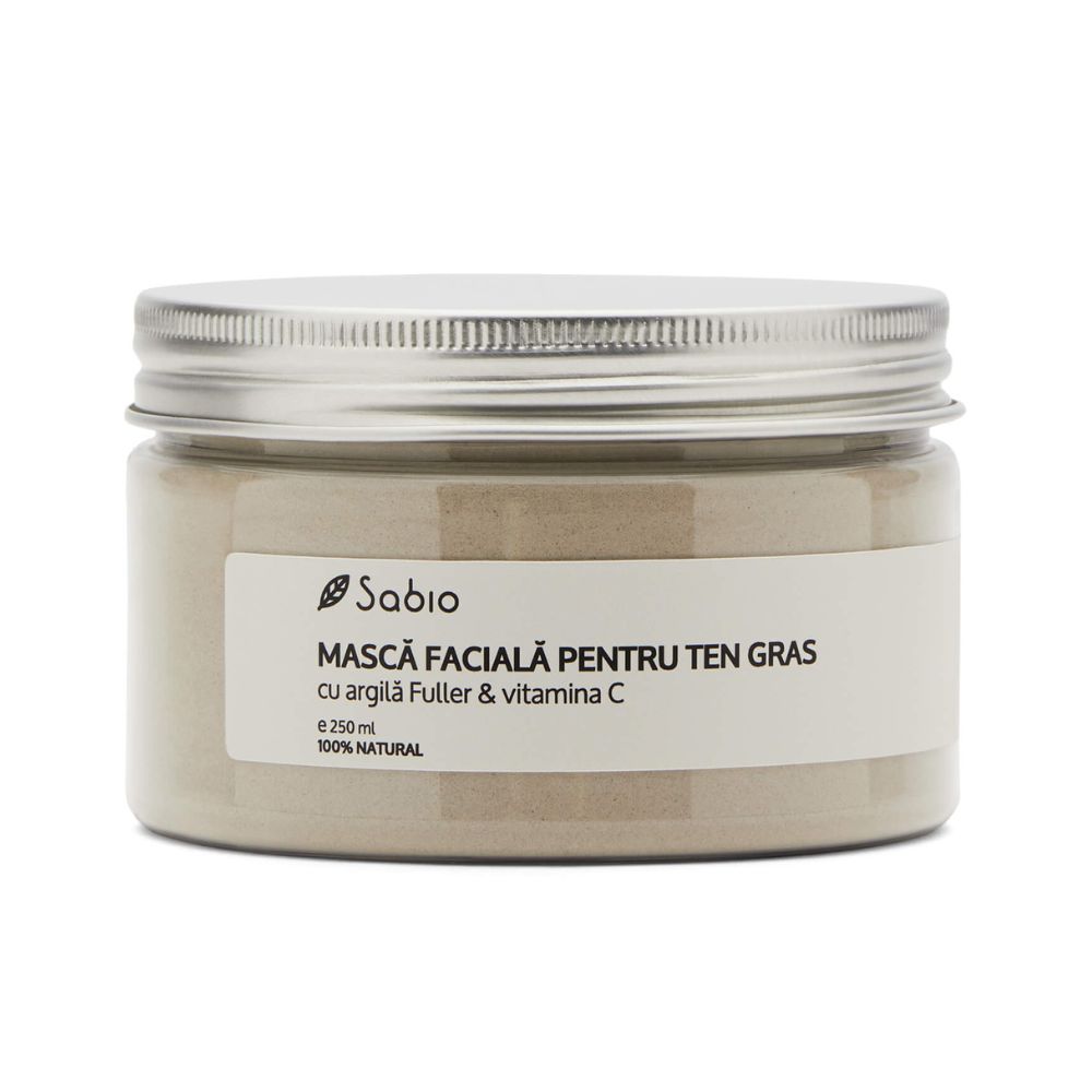 Masca faciala ten gras cu argila fuller si Vitamina C, 250ml, Sabio