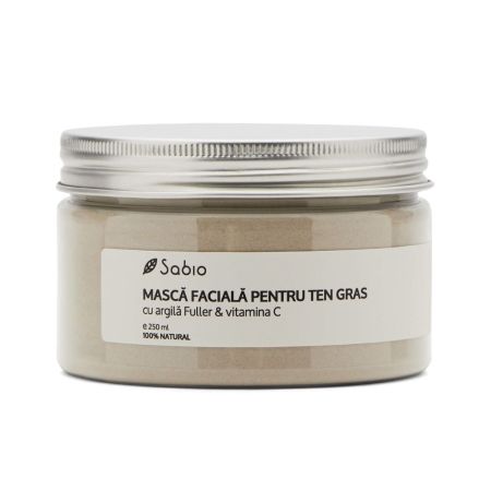 Masca faciala ten gras cu argila fuller si Vitamina C, 250 ml, Sabio