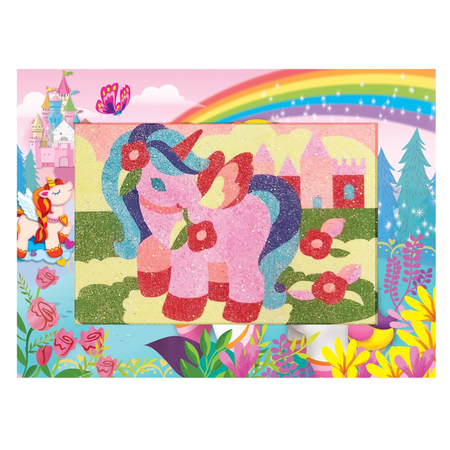 Mini set creativ cu nisip si sclipici, 5 ani+, Unicorni, 4M 596135