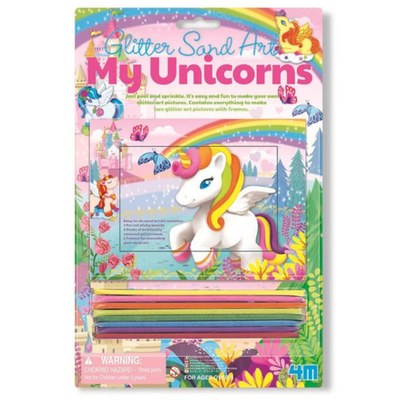 Mini set creativ cu nisip si sclipici, 5 ani+, Unicorni, 4M 596136