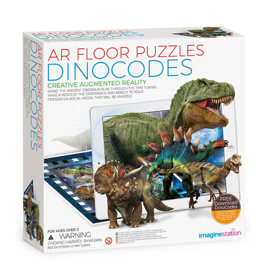 Puzzle de podea cu Realitate Augumentata AR, +4 ani, Dinozauri, 4M