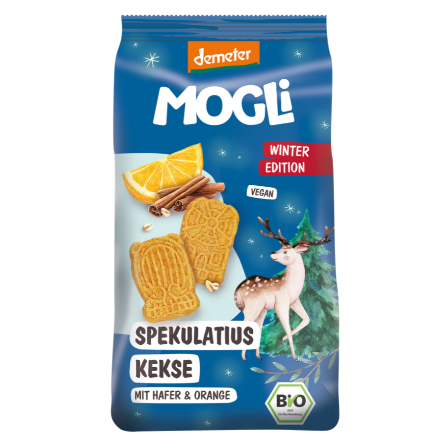 Biscuiti Eco Speculoos cu portocala si scortisoara, 125 g, Mogli