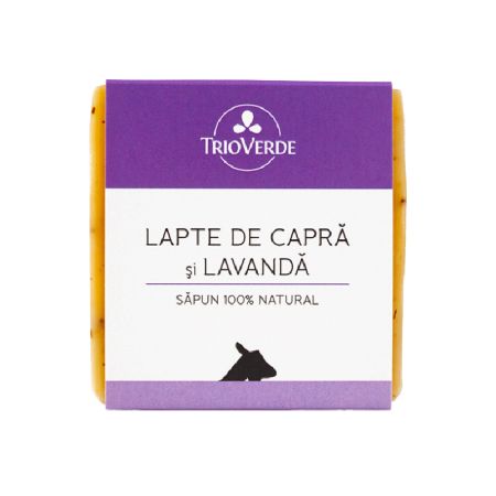 Sapun 100% natural cu lapte de capra si lavanda, 110 g, Trio Verde