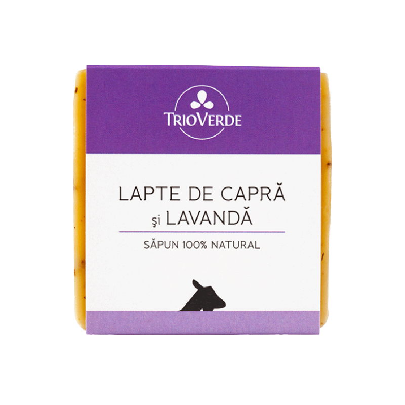 Sapun cu lapte de capra si lavanda, 110g, Trio Verde