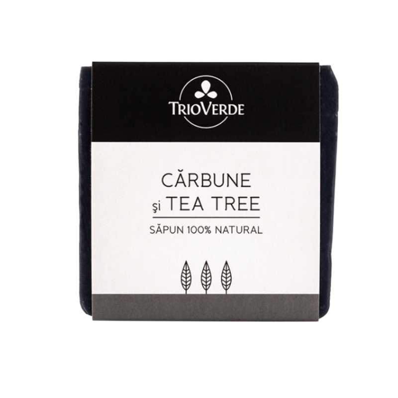 Sapun cu carbune si tea tree, 110g, Trio Verde