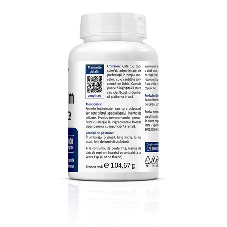 Magneziu Bisglicinat, 1000 mg, 90 capsule, Zenyth 772381