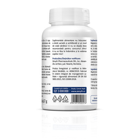 Magneziu Bisglicinat, 1000 mg, 90 capsule, Zenyth 772380