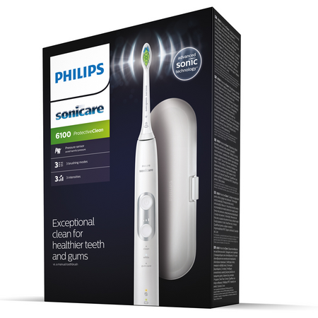 Periuta de dinti sonica electrica cu toc de transport Philips Sonicare ProtectiveClean 6100, alb, HX6877/28, Philips 629059