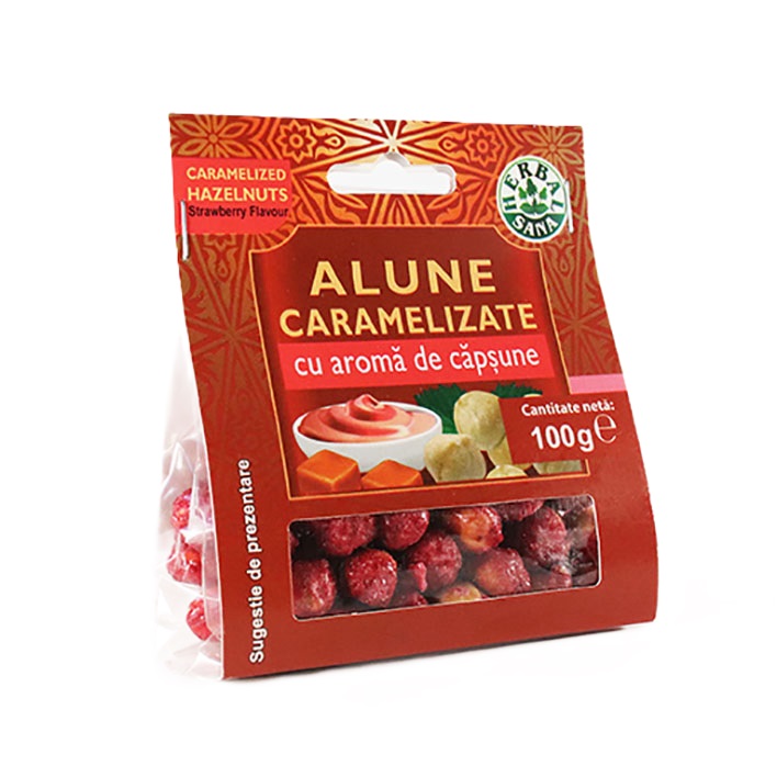 Alune caramelizate, aroma de capsune, 100 g, Herbal Sana