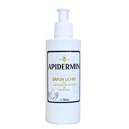 Sapun lichid cu laptisor de matca si propolis, 200 ml, Apidermin
